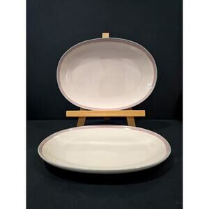 2-Pfaltzgraff Oval Serving Platters Plates Aura Blue Pink Set of Two 14"x10" EUC